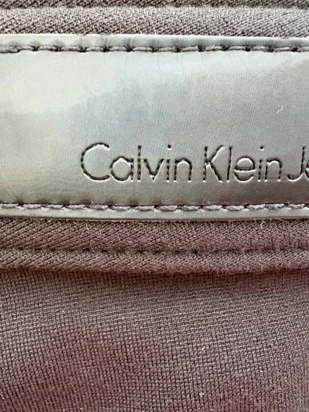 Calvin Klein Jeans Black Ponte Knit Skinny Pants Women's 14 Faux Leather Trim - Picture 5 of 9